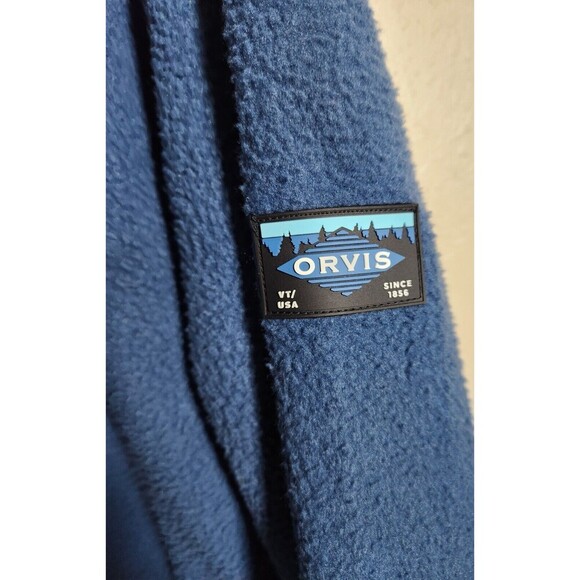 Orvis Men's M Full Zip Fleece Jacket W/Pockets Blue Long Sleeve Patch Logo - Picture 6 of 10